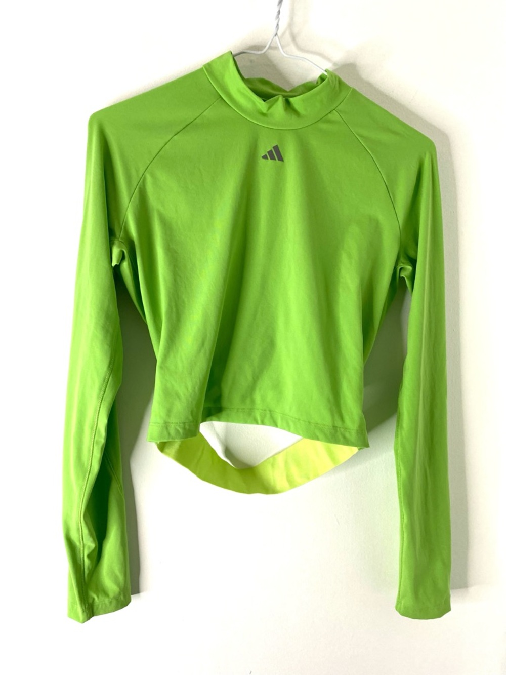 adidas Lime Green HEAT.RDY Long Sleeve Top Cut Out Back Mesh Performance Tee